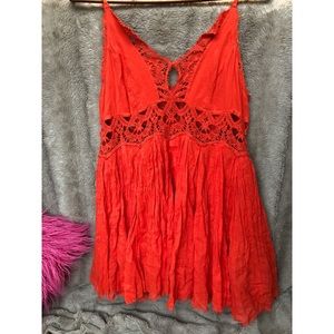 Orange-Red Flow Mini Dress